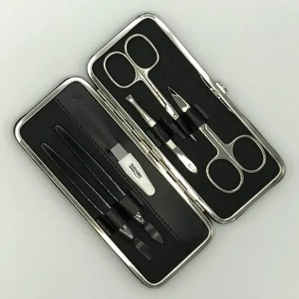 Maniküre-Set 6-teilig für Linkshänder in schwarz