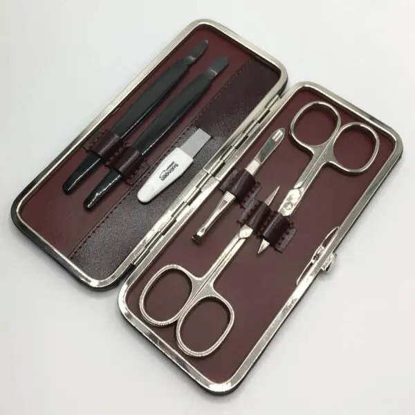 Maniküre-Set 6-teilig für Linkshänder in bordeaux