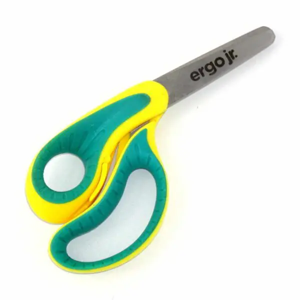 Kinderschere ergo jr. für Linkshänder von Westcott (13 cm) in grün-gelb