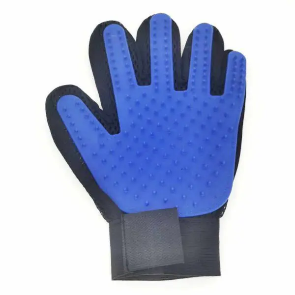 Fellpflege Handschuh für die linke Hand in blau (Grösse S-M)