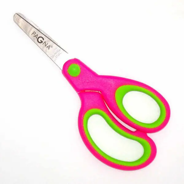 Kinderschere mit runder Klinge von Pagna (13.2 cm) in pink-hellgrün