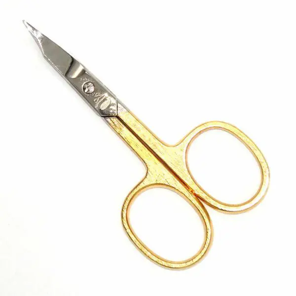 Nagelschere mit vergoldeten Griffen und leicht gebogener Turmspitze von Premax (9.2 cm)